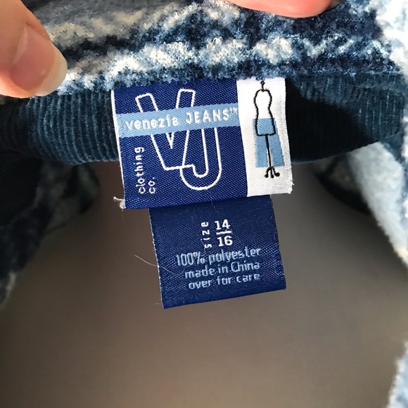 Venezia Jeans Blue Plaid Zip Up Jacket Sz 14-16 - Picture 6 of 6